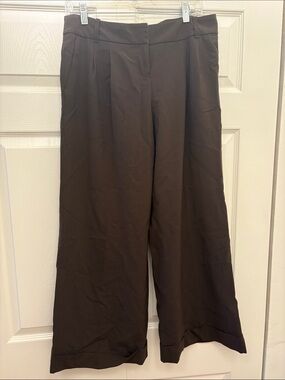 Loft Petite Women's Brown Wide-Leg Dress Pants